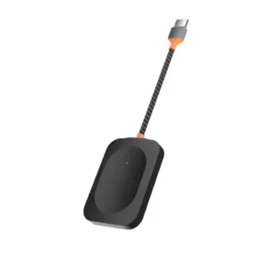 adaptateur carplay sans fil boitier cable tresse USB-C orange iPhone Android Auto voiture