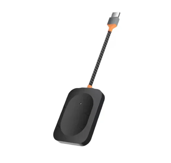 Adaptateur CarPlay sans fil câble tressé USB-C adaptateur carplay sans fil boitier cable tresse USB-C orange iPhone Android Auto voiture