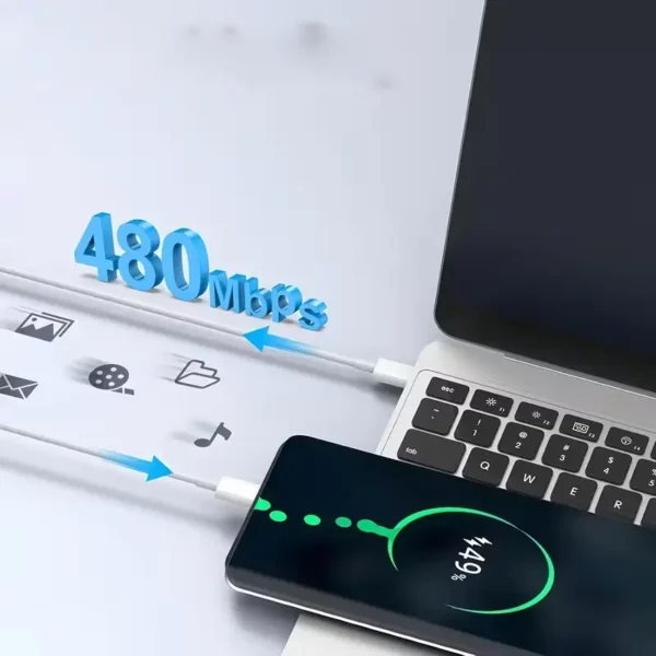 Câble USB-C vers USB-C 1m blanc 60W