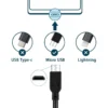 Câble USB vers Micro-USB 1m noir recharge Android manette enceinte Bluetooth